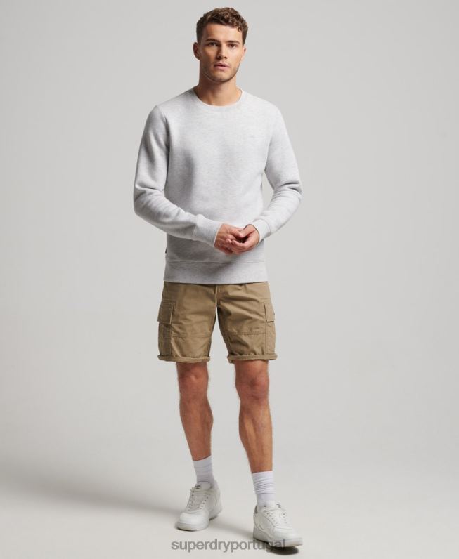 moletom com logo essencial de algodão orgânico homens cinza claro roupas Superdry 2208H770