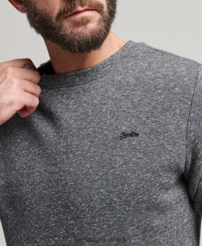 moletom com logo essencial de algodão orgânico homens cinza escuro roupas Superdry 2208H5226