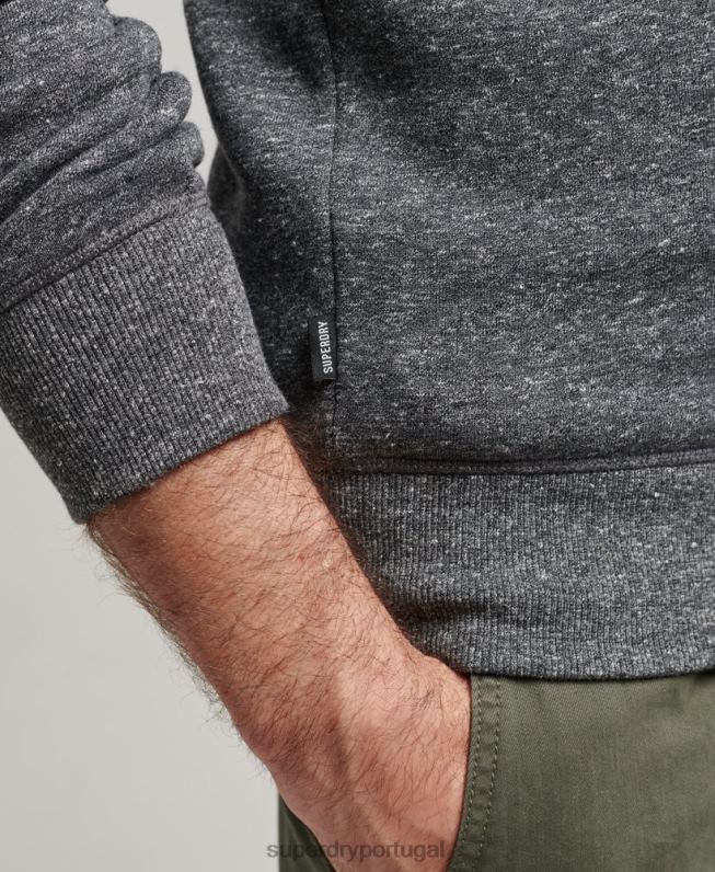 moletom com logo essencial de algodão orgânico homens cinza escuro roupas Superdry 2208H5226