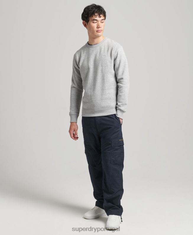 moletom com logo essencial de algodão orgânico homens cinza roupas Superdry 2208H554