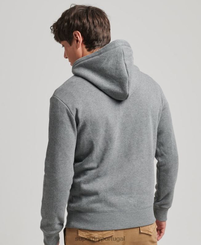 moletom com logo essencial de algodão orgânico homens cinza roupas Superdry 2208H560