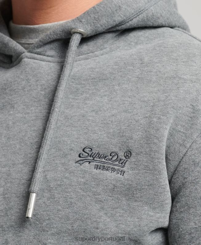 moletom com logo essencial de algodão orgânico homens cinza roupas Superdry 2208H560