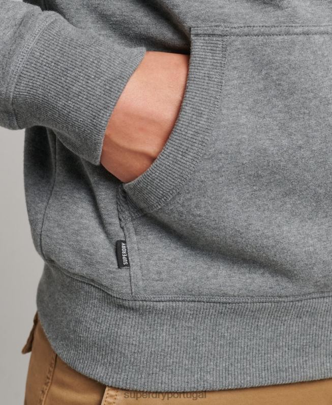 moletom com logo essencial de algodão orgânico homens cinza roupas Superdry 2208H560