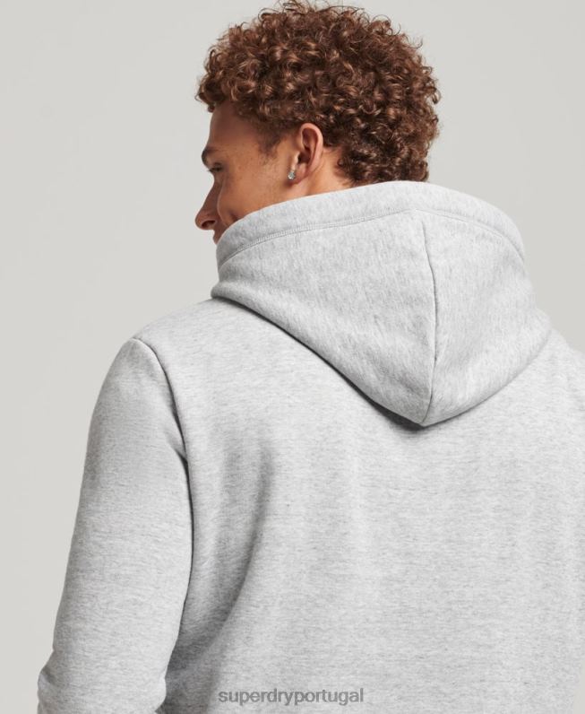 moletom com logo essencial de algodão orgânico homens cinza roupas Superdry 2208H567