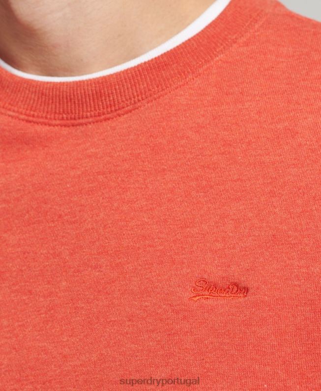 moletom com logo essencial de algodão orgânico homens laranja roupas Superdry 2208H4995