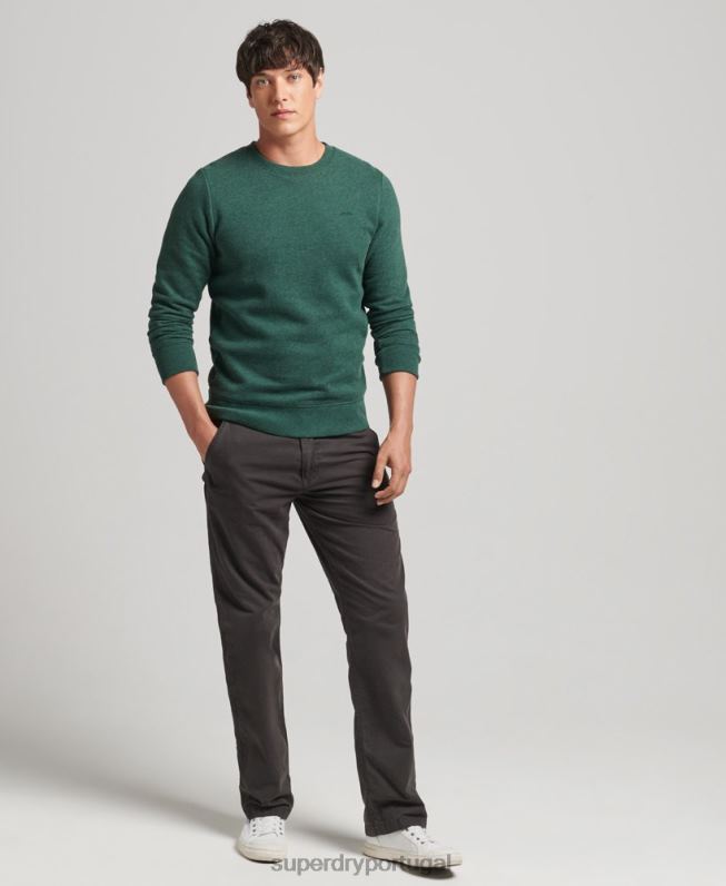 moletom com logo essencial de algodão orgânico homens verde roupas Superdry 2208H601