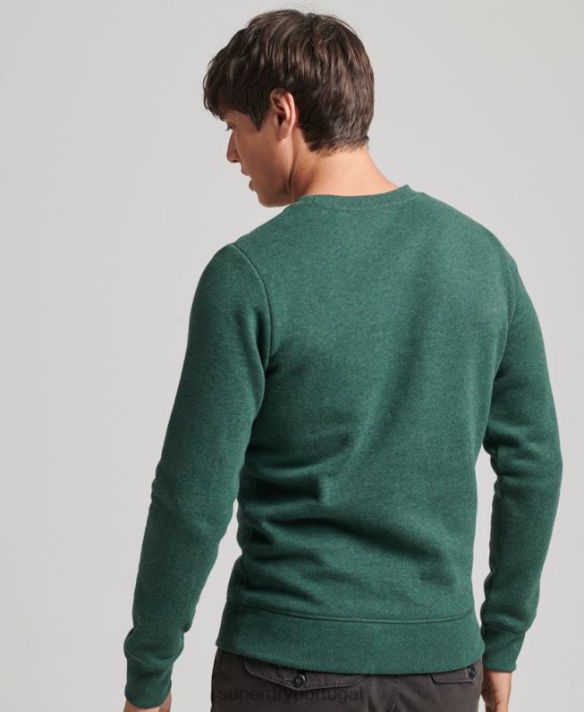 moletom com logo essencial de algodão orgânico homens verde roupas Superdry 2208H601