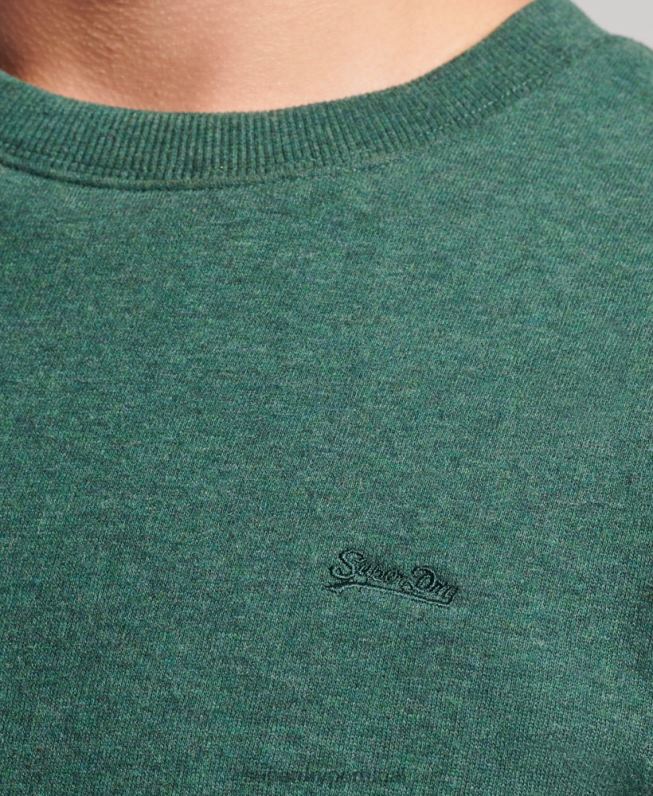moletom com logo essencial de algodão orgânico homens verde roupas Superdry 2208H601
