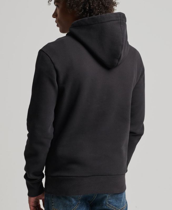moletom com logo gráfico de núcleo de algodão orgânico homens preto roupas Superdry 2208H5026