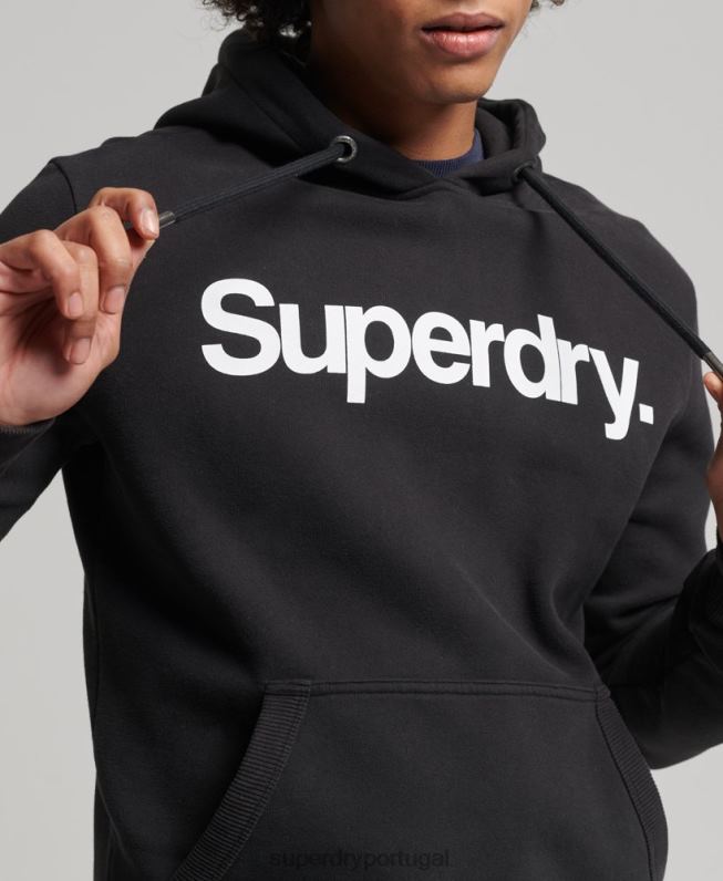 moletom com logo gráfico de núcleo de algodão orgânico homens preto roupas Superdry 2208H5026