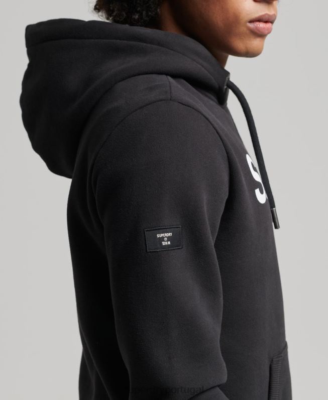 moletom com logo gráfico de núcleo de algodão orgânico homens preto roupas Superdry 2208H5026