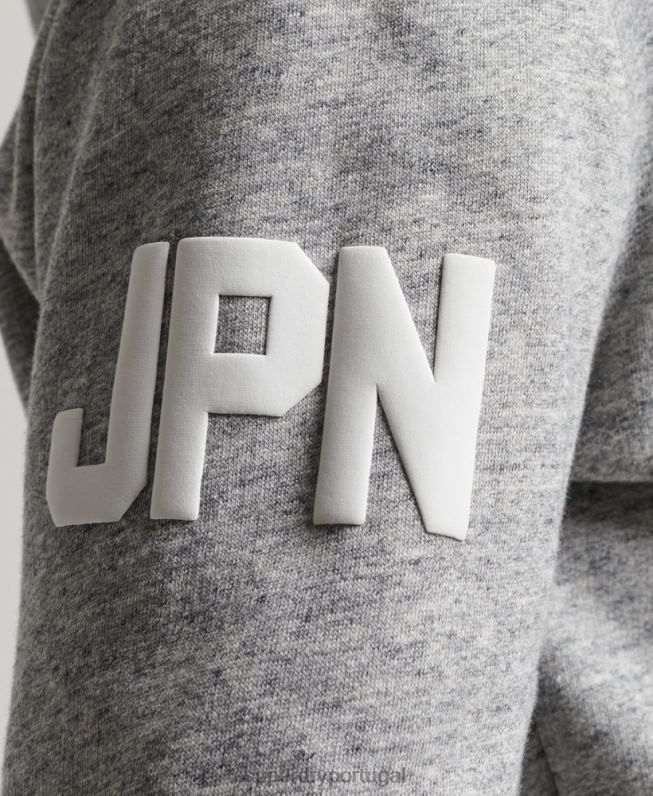moletom com logo vintage de algodão orgânico homens cinza roupas Superdry 2208H686