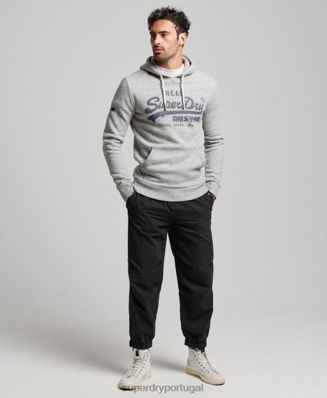 moletom com logo vintage homens cinza roupas Superdry 2208H789