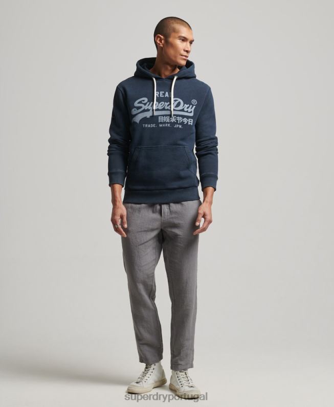 moletom com logo vintage homens marinha roupas Superdry 2208H649