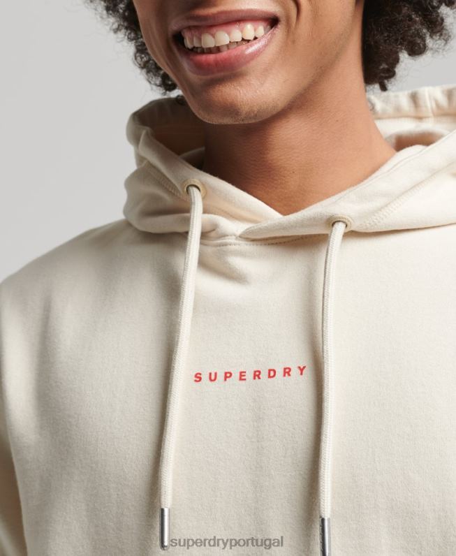moletom com logotipo de excesso de código homens creme roupas Superdry 2208H466