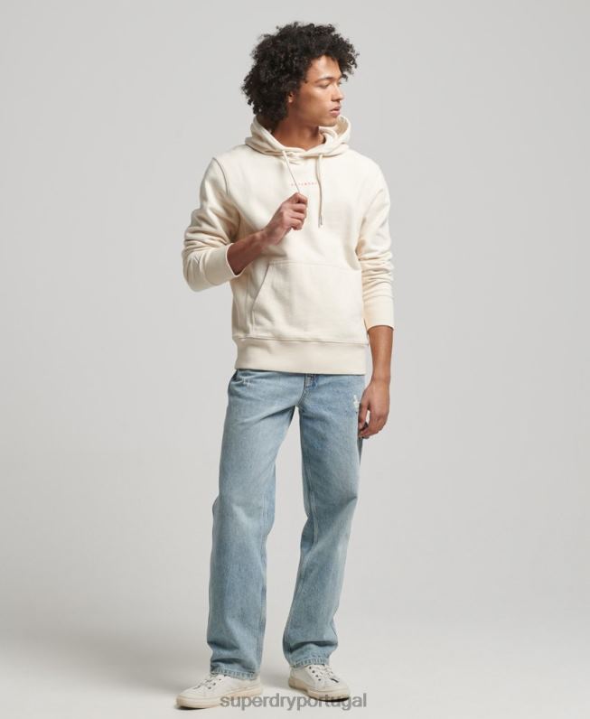 moletom com logotipo de excesso de código homens creme roupas Superdry 2208H466