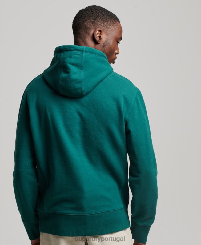moletom com logotipo de excesso de código homens verde roupas Superdry 2208H482