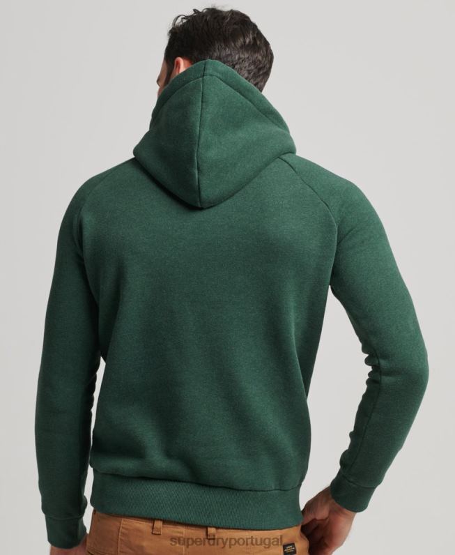moletom com manga cali e logo core homens verde roupas Superdry 2208H879