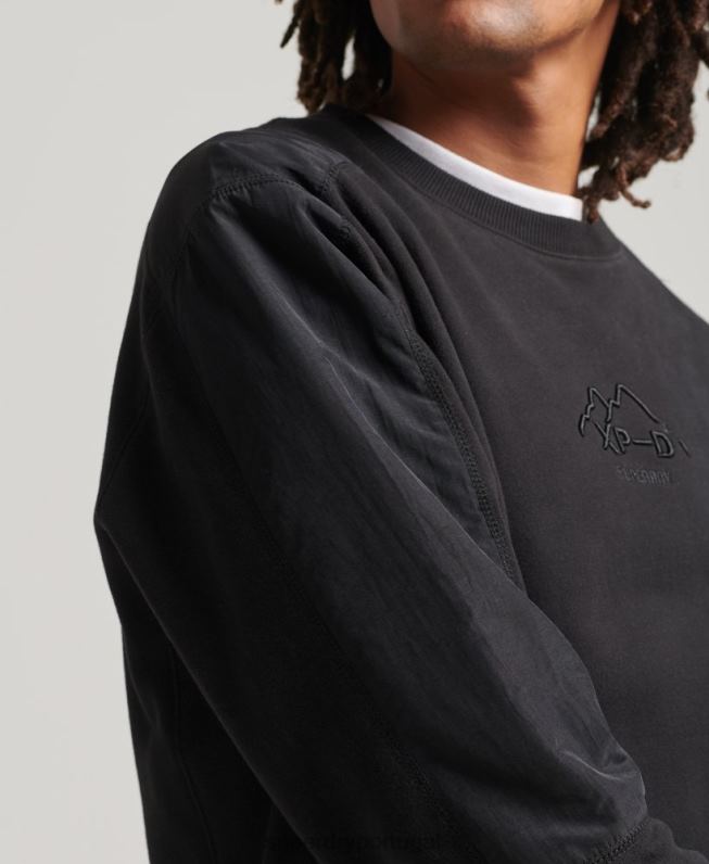 moletom com mistura de tecido híbrido xp-d homens preto roupas Superdry 2208H794