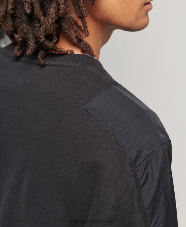 moletom com mistura de tecido híbrido xp-d homens preto roupas Superdry 2208H794
