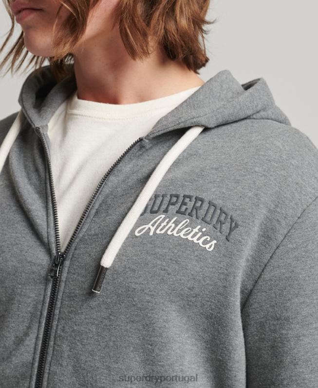 moletom com zíper atlético para academia homens cinza roupas Superdry 2208H714