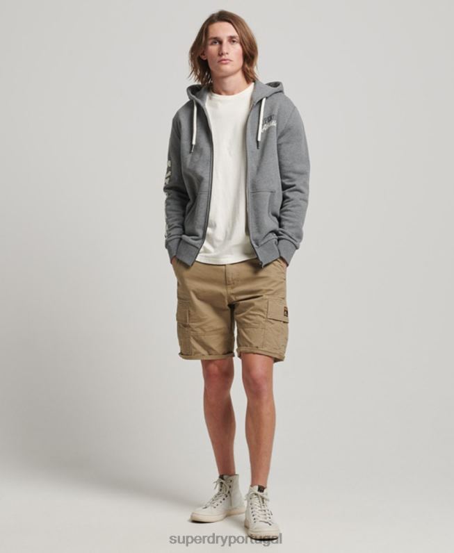 moletom com zíper atlético para academia homens cinza roupas Superdry 2208H714