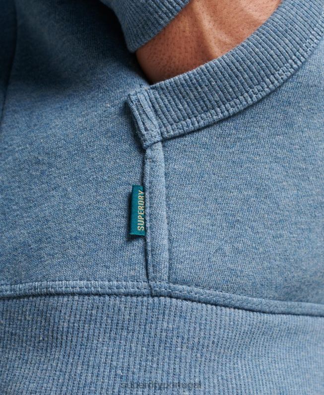 moletom com zíper bordado logo vintage homens azul claro roupas Superdry 2208H627