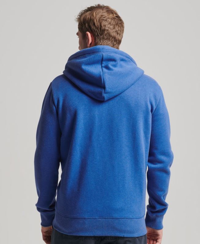 moletom com zíper bordado logo vintage homens azul roupas Superdry 2208H494