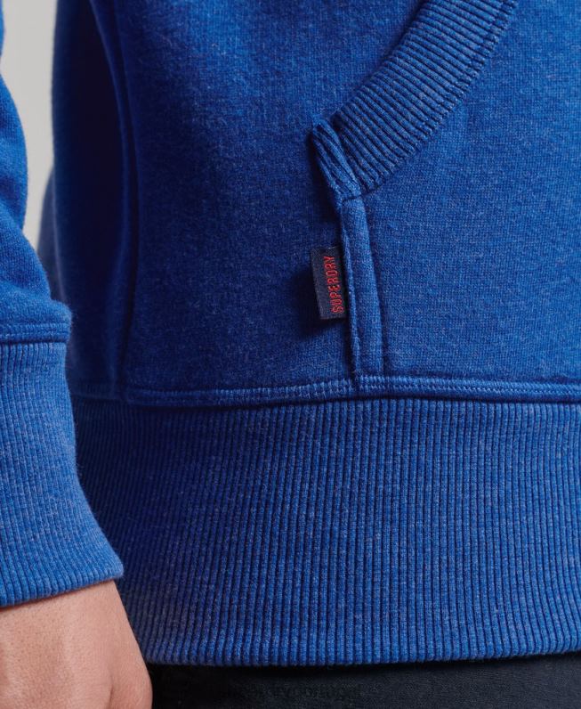 moletom com zíper bordado logo vintage homens azul roupas Superdry 2208H494