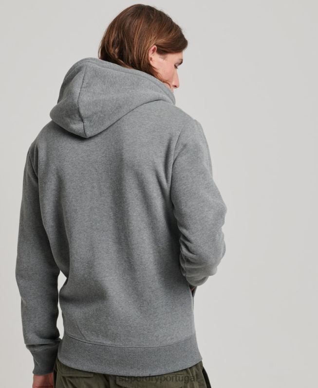 moletom com zíper bordado logo vintage homens cinza roupas Superdry 2208H497