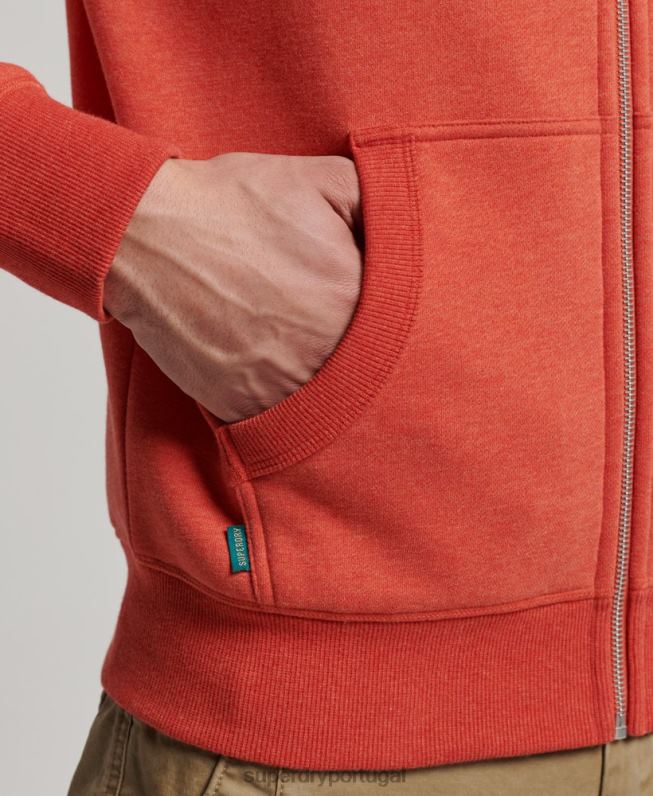 moletom com zíper bordado logo vintage homens laranja roupas Superdry 2208H675