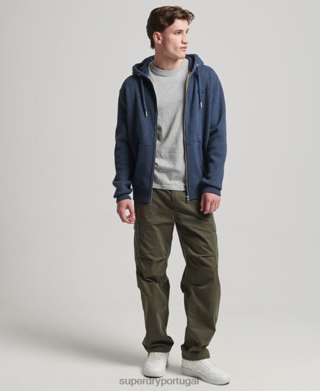 moletom com zíper bordado logo vintage homens marinha roupas Superdry 2208H459