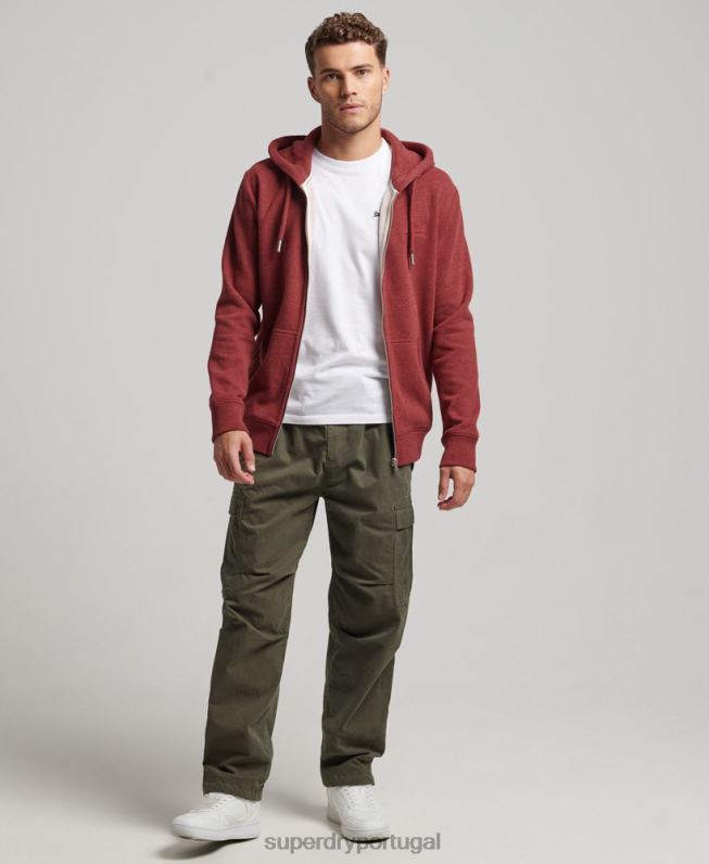 moletom com zíper bordado logo vintage homens vermelho roupas Superdry 2208H469