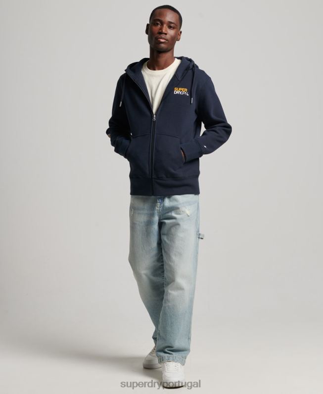 moletom com zíper code sportswear homens marinha roupas Superdry 2208H519