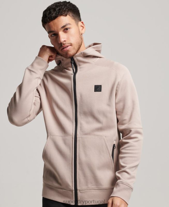 moletom com zíper code tech homens cinza claro roupas Superdry 2208H81