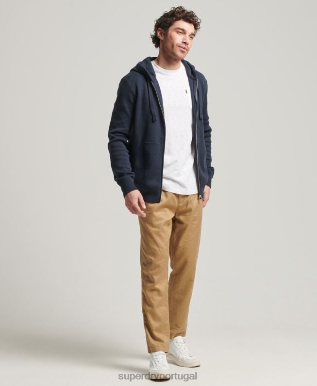 moletom com zíper de algodão orgânico essencial homens marinha roupas Superdry 2208H5266