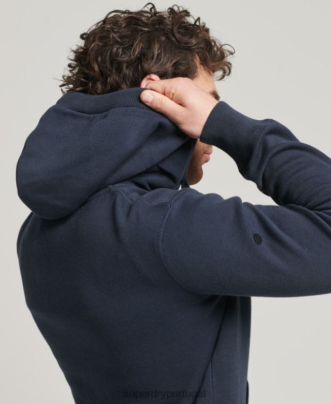 moletom com zíper de algodão orgânico essencial homens marinha roupas Superdry 2208H5266