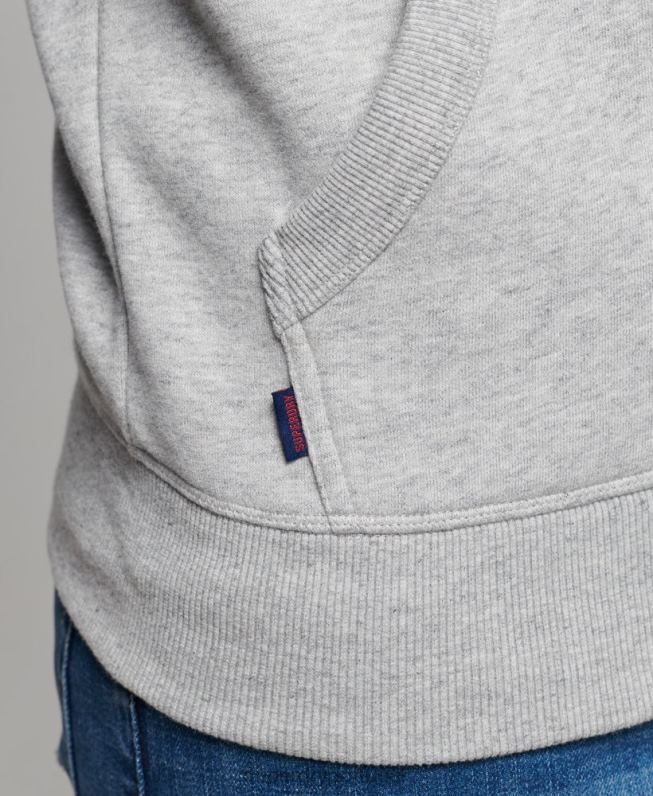 moletom com zíper de beisebol bordado com logo vintage homens cinza roupas Superdry 2208H481