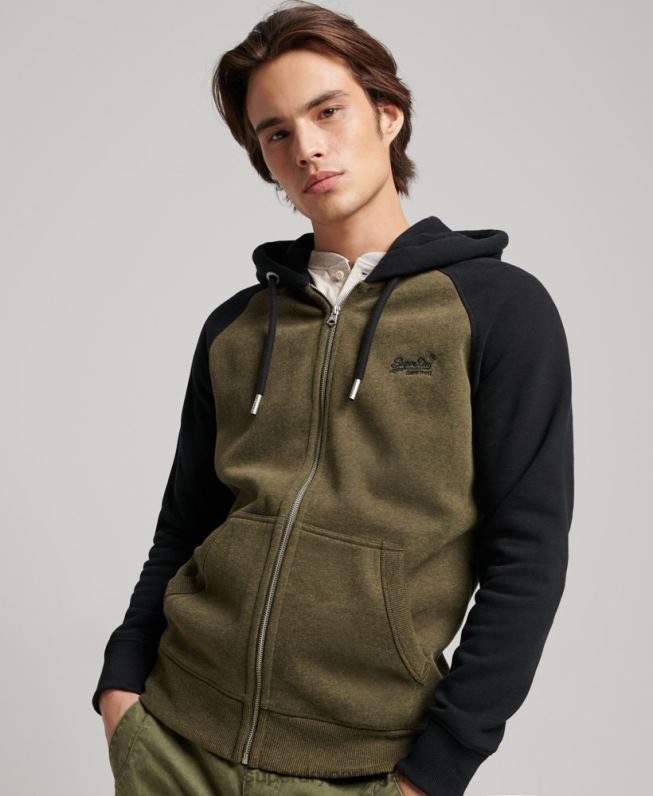 moletom com zíper de beisebol bordado com logo vintage homens verde roupas Superdry 2208H723