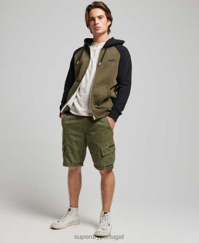 moletom com zíper de beisebol bordado com logo vintage homens verde roupas Superdry 2208H723