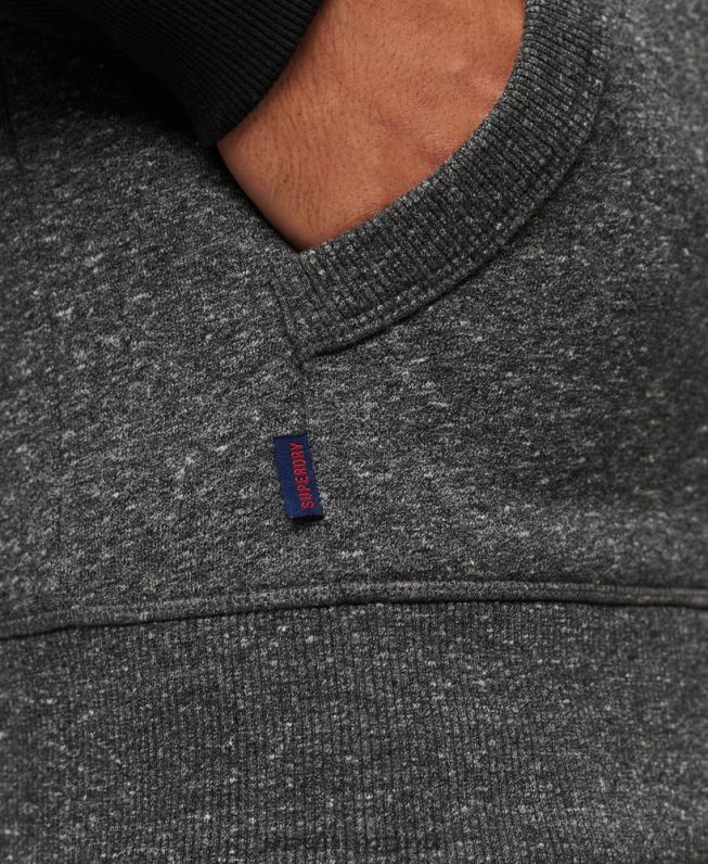 moletom com zíper de beisebol com logotipo essencial de algodão orgânico homens cinza escuro roupas Superdry 2208H671