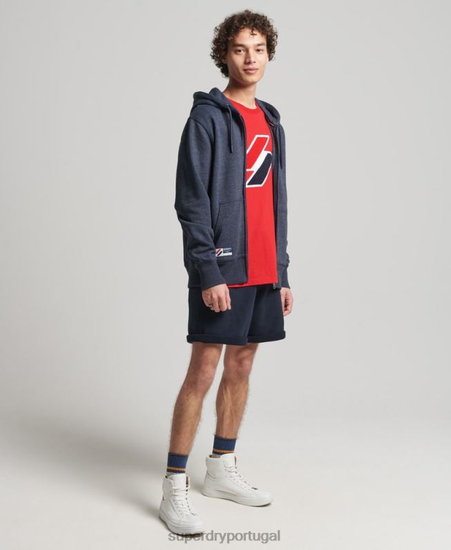 moletom com zíper essencial código de algodão orgânico homens marinha roupas Superdry 2208H5190
