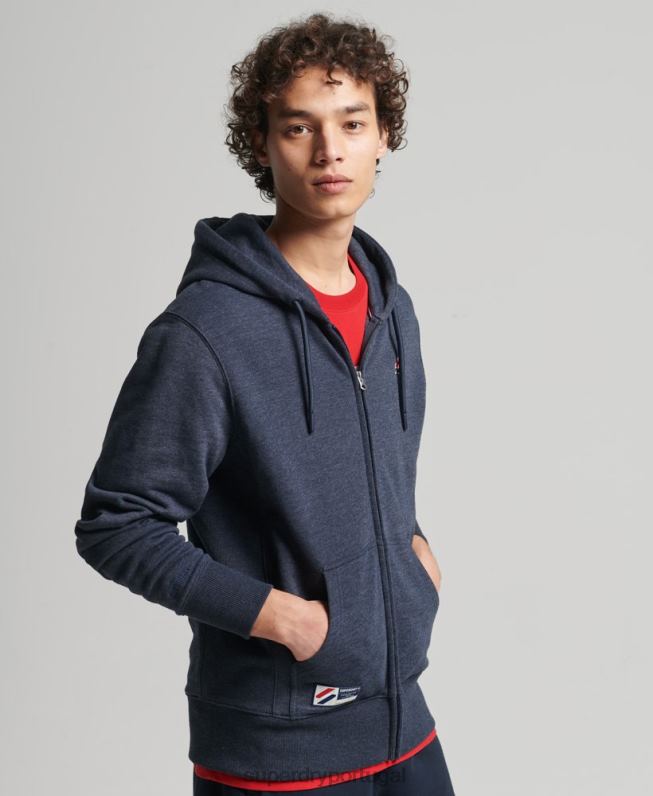 moletom com zíper essencial código de algodão orgânico homens marinha roupas Superdry 2208H5190