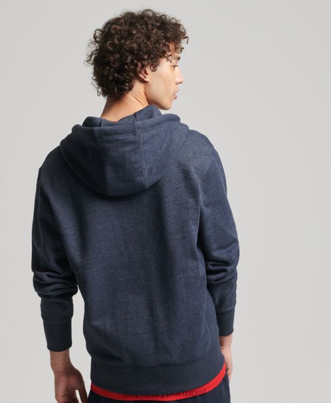 moletom com zíper essencial código de algodão orgânico homens marinha roupas Superdry 2208H5190