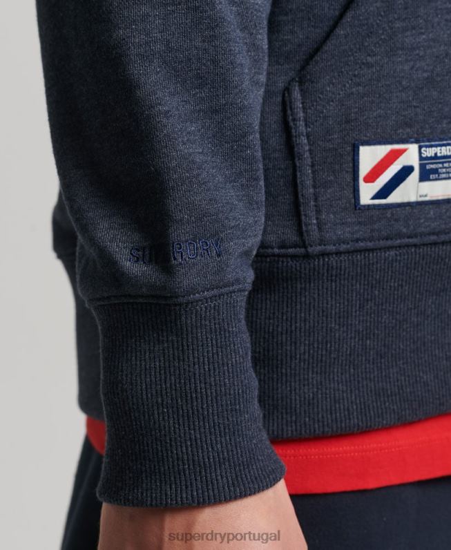 moletom com zíper essencial código de algodão orgânico homens marinha roupas Superdry 2208H5190