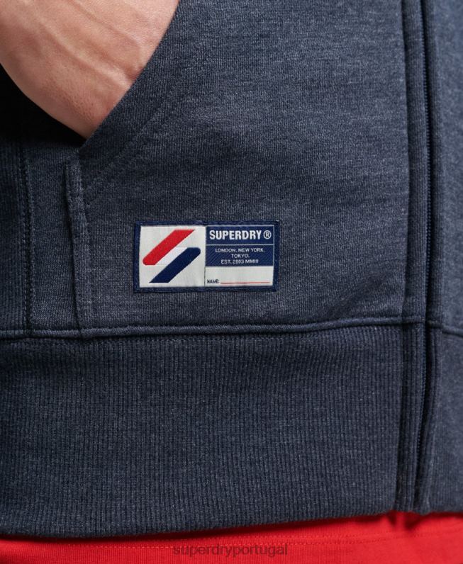 moletom com zíper essencial código de algodão orgânico homens marinha roupas Superdry 2208H5190