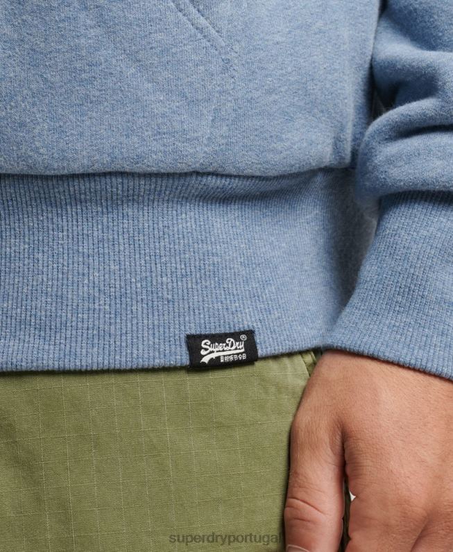 moletom com zíper forrado essencial borg homens azul claro roupas Superdry 2208H4988