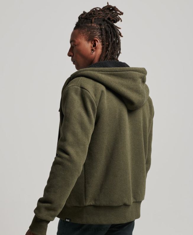 moletom com zíper forrado essencial borg homens caqui roupas Superdry 2208H4990