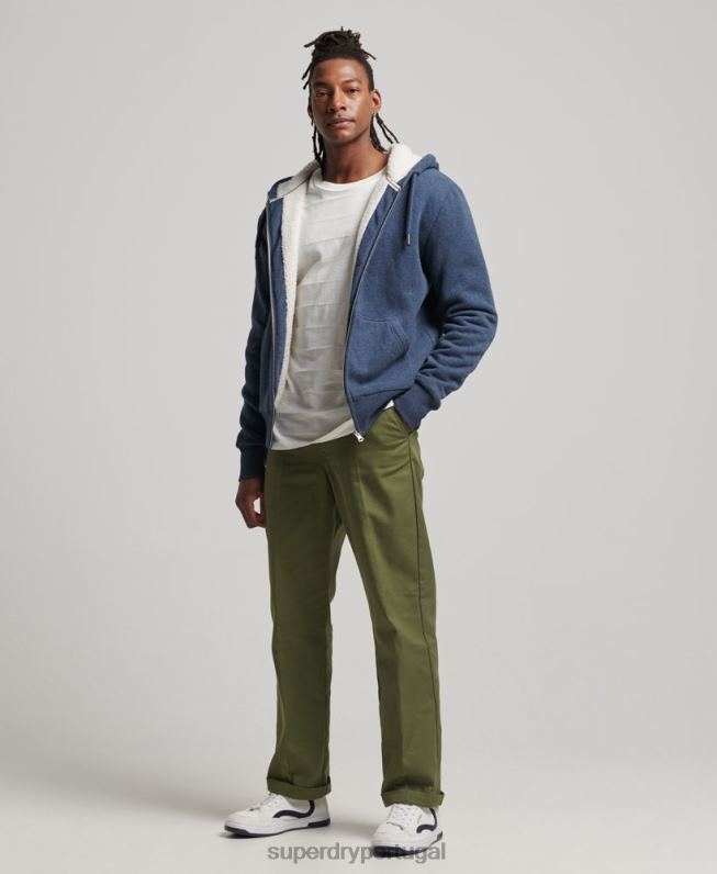 moletom com zíper forrado essencial borg homens marinha roupas Superdry 2208H499