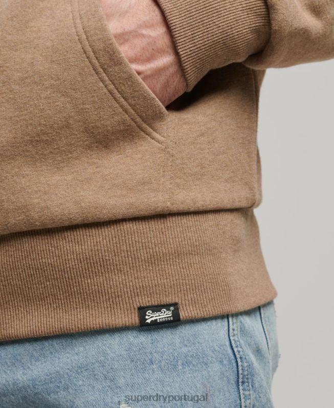 moletom com zíper forrado essencial borg homens marrom roupas Superdry 2208H538